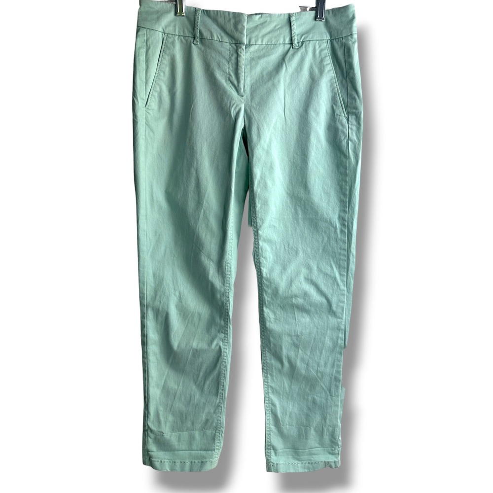 LOFT Marisa Chino Pants Women 4 Mint Green Straight Leg Mid Rise Stretch Cotton